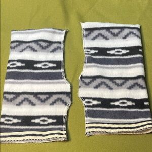 Hand ✋ Made Upcycled  Material Fingerless Gloves With Trim